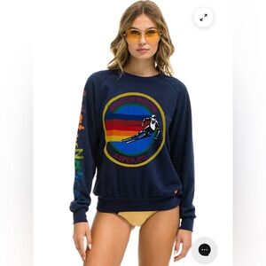 Aviator Nation Classic Navy Sweatshirt with Rainbow Logo